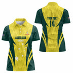 Australia Cricket Custom Women Polo Shirt Go Aussie Dynamic Yellow - Aussie Hoodie