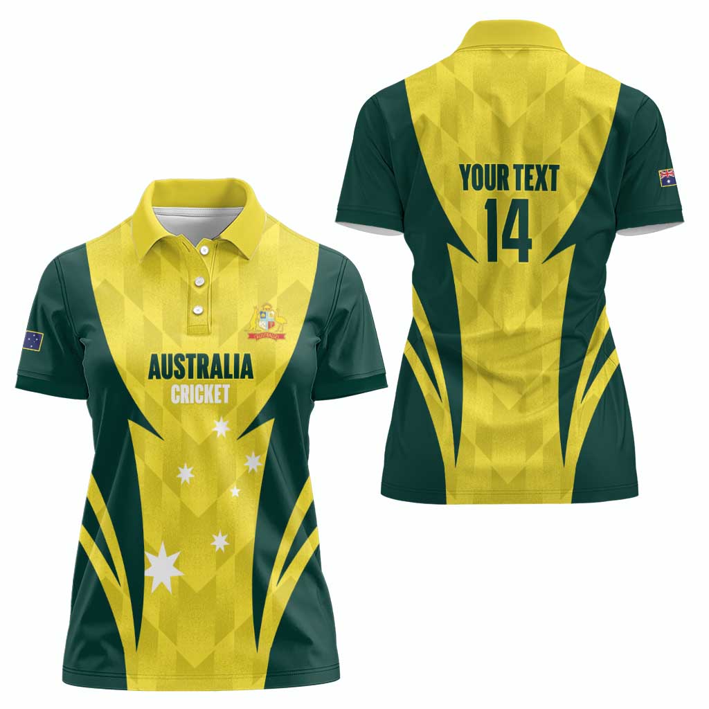 Australia Cricket Custom Women Polo Shirt Go Aussie Dynamic Yellow - Aussie Hoodie