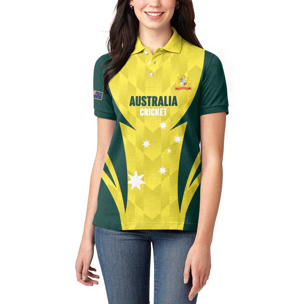 Australia Cricket Custom Women Polo Shirt Go Aussie Dynamic Yellow - Aussie Hoodie