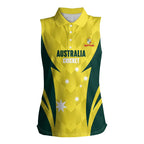 Australia Cricket Custom Women Sleeveless Polo Shirt Go Aussie Dynamic Yellow - Aussie Hoodie