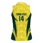 Australia Cricket Custom Women Sleeveless Polo Shirt Go Aussie Dynamic Yellow - Aussie Hoodie
