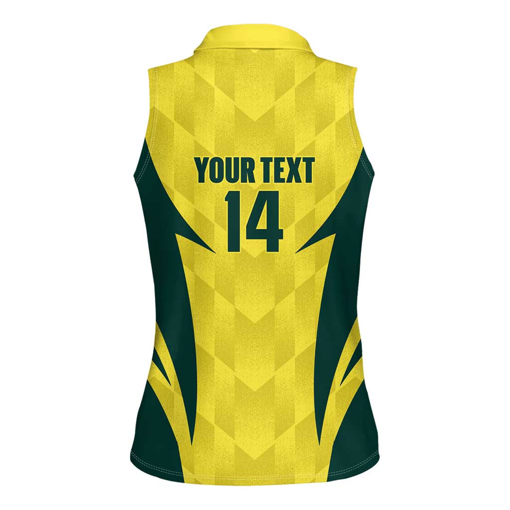 Australia Cricket Custom Women Sleeveless Polo Shirt Go Aussie Dynamic Yellow - Aussie Hoodie