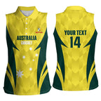 Australia Cricket Custom Women Sleeveless Polo Shirt Go Aussie Dynamic Yellow - Aussie Hoodie