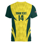 Australia Cricket Custom Women V-Neck T-Shirt Go Aussie Dynamic Yellow - Aussie Hoodie