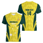 Australia Cricket Custom Women V-Neck T-Shirt Go Aussie Dynamic Yellow - Aussie Hoodie