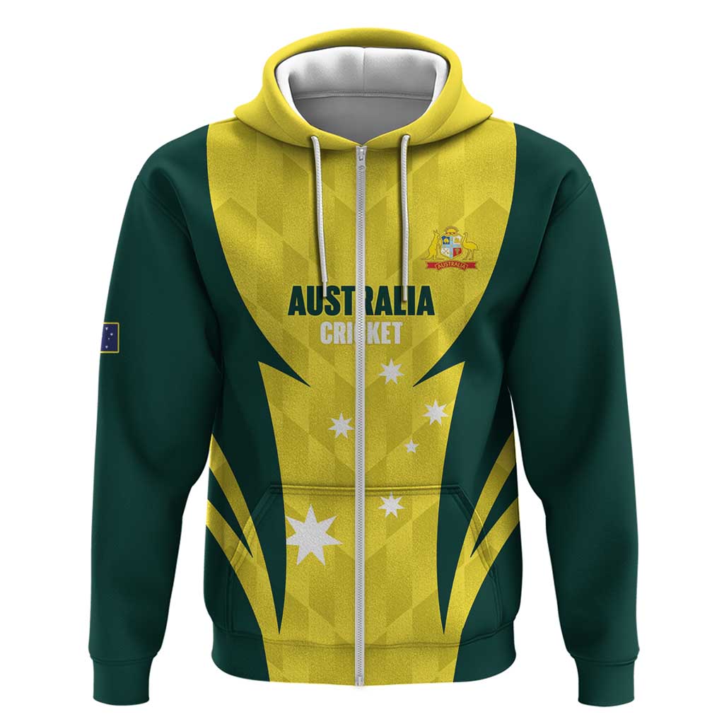 Australia Cricket Custom Zip Hoodie Go Aussie Dynamic Yellow - Aussie Hoodie