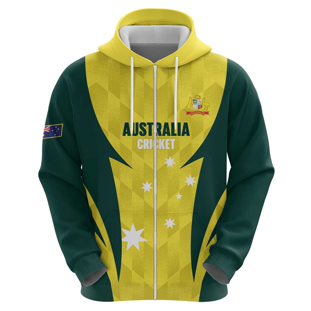 Australia Cricket Custom Zip Hoodie Go Aussie Dynamic Yellow - Aussie Hoodie