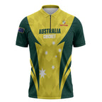 Australia Cricket Custom Zipper Polo Shirt Go Aussie Dynamic Yellow - Aussie Hoodie