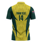 Australia Cricket Custom Zipper Polo Shirt Go Aussie Dynamic Yellow - Aussie Hoodie