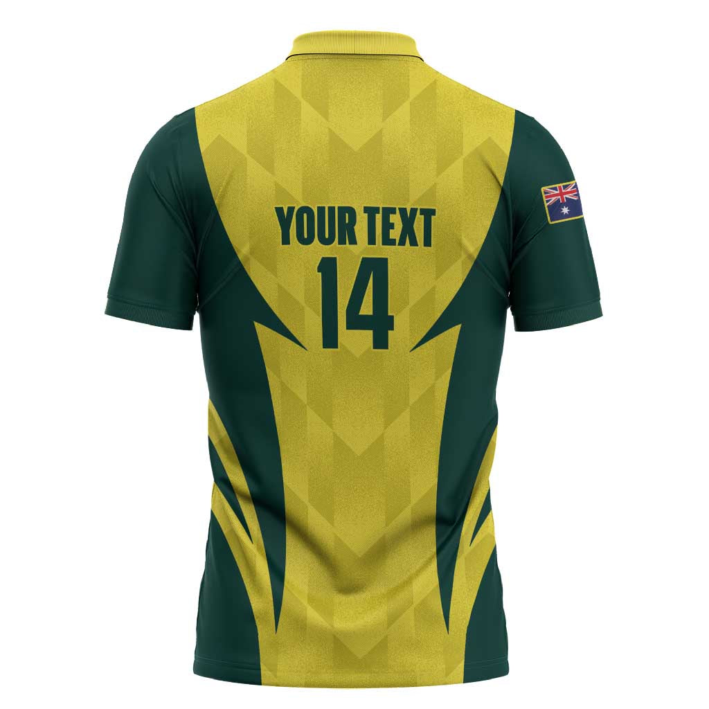 Australia Cricket Custom Zipper Polo Shirt Go Aussie Dynamic Yellow - Aussie Hoodie