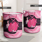 Personalised Australia Breast Cancer Awareness Laundry Basket Pink Cockatoo Fight Boxing Gloves Aboriginal Art