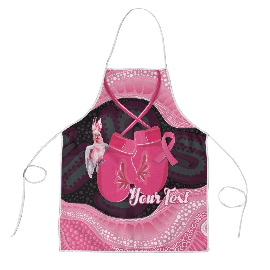 Personalised Australia Breast Cancer Awareness Apron Pink Cockatoo Fight Boxing Gloves Aboriginal Art