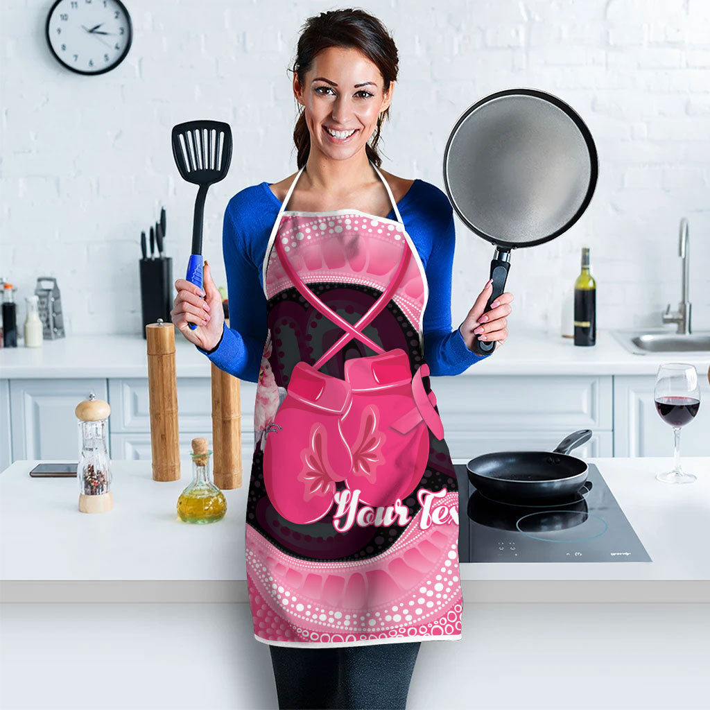 Personalised Australia Breast Cancer Awareness Apron Pink Cockatoo Fight Boxing Gloves Aboriginal Art