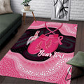 Personalised Australia Breast Cancer Awareness Area Rug Pink Cockatoo Fight Boxing Gloves Aboriginal Art