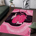 Personalised Australia Breast Cancer Awareness Area Rug Pink Cockatoo Fight Boxing Gloves Aboriginal Art