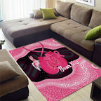 Personalised Australia Breast Cancer Awareness Area Rug Pink Cockatoo Fight Boxing Gloves Aboriginal Art