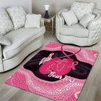 Personalised Australia Breast Cancer Awareness Area Rug Pink Cockatoo Fight Boxing Gloves Aboriginal Art