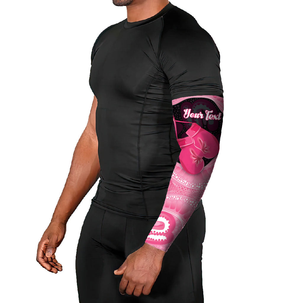 Personalised Australia Breast Cancer Awareness Arm Sleeves Pink Cockatoo Fight Boxing Gloves Aboriginal Art