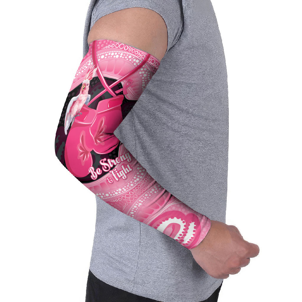 Personalised Australia Breast Cancer Awareness Arm Sleeves Pink Cockatoo Fight Boxing Gloves Aboriginal Art