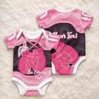 Personalised Australia Breast Cancer Awareness Baby Onesie Pink Cockatoo Fight Boxing Gloves Aboriginal Art