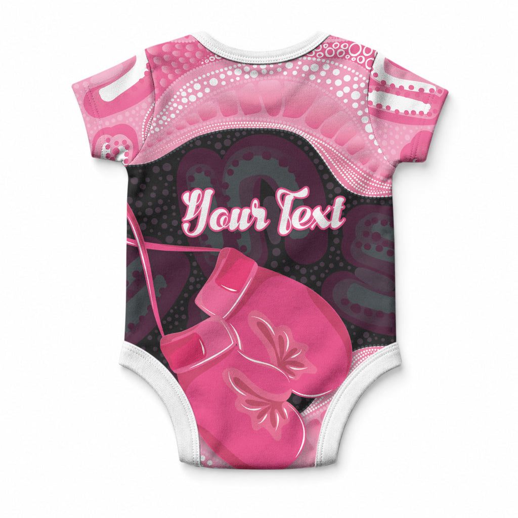 Personalised Australia Breast Cancer Awareness Baby Onesie Pink Cockatoo Fight Boxing Gloves Aboriginal Art