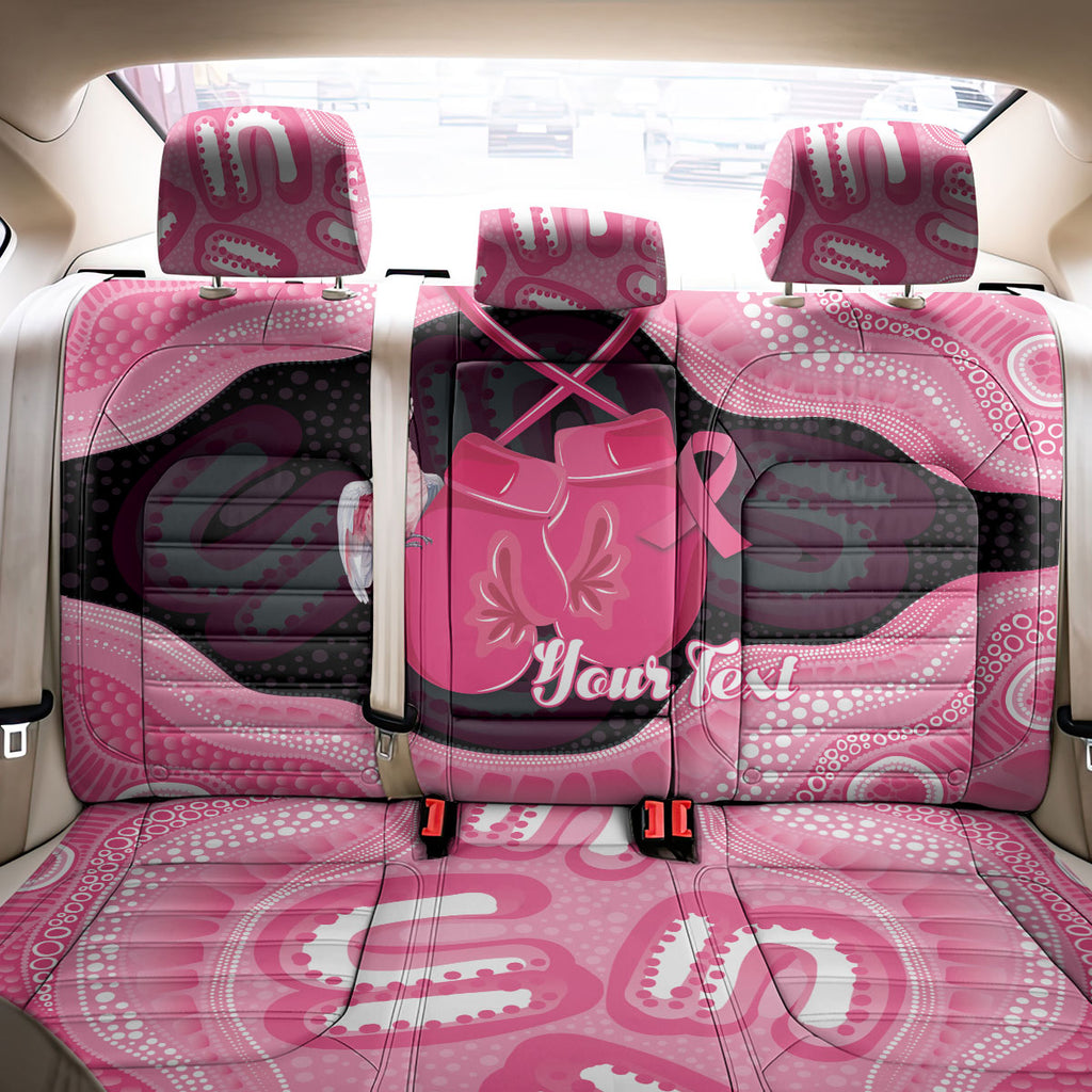 Personalised Australia Breast Cancer Awareness Back Car Seat Cover Pink Cockatoo Fight Boxing Gloves Aboriginal Art