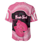 Personalised Australia Breast Cancer Awareness Baseball Jersey Pink Cockatoo Fight Boxing Gloves Aboriginal Art