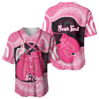 Personalised Australia Breast Cancer Awareness Baseball Jersey Pink Cockatoo Fight Boxing Gloves Aboriginal Art