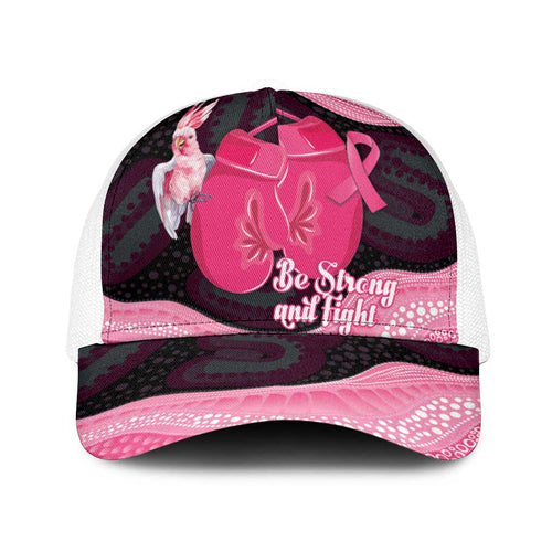 Australia Breast Cancer Awareness Baseball Net Cap Pink Cockatoo Fight Boxing Gloves Aboriginal Art