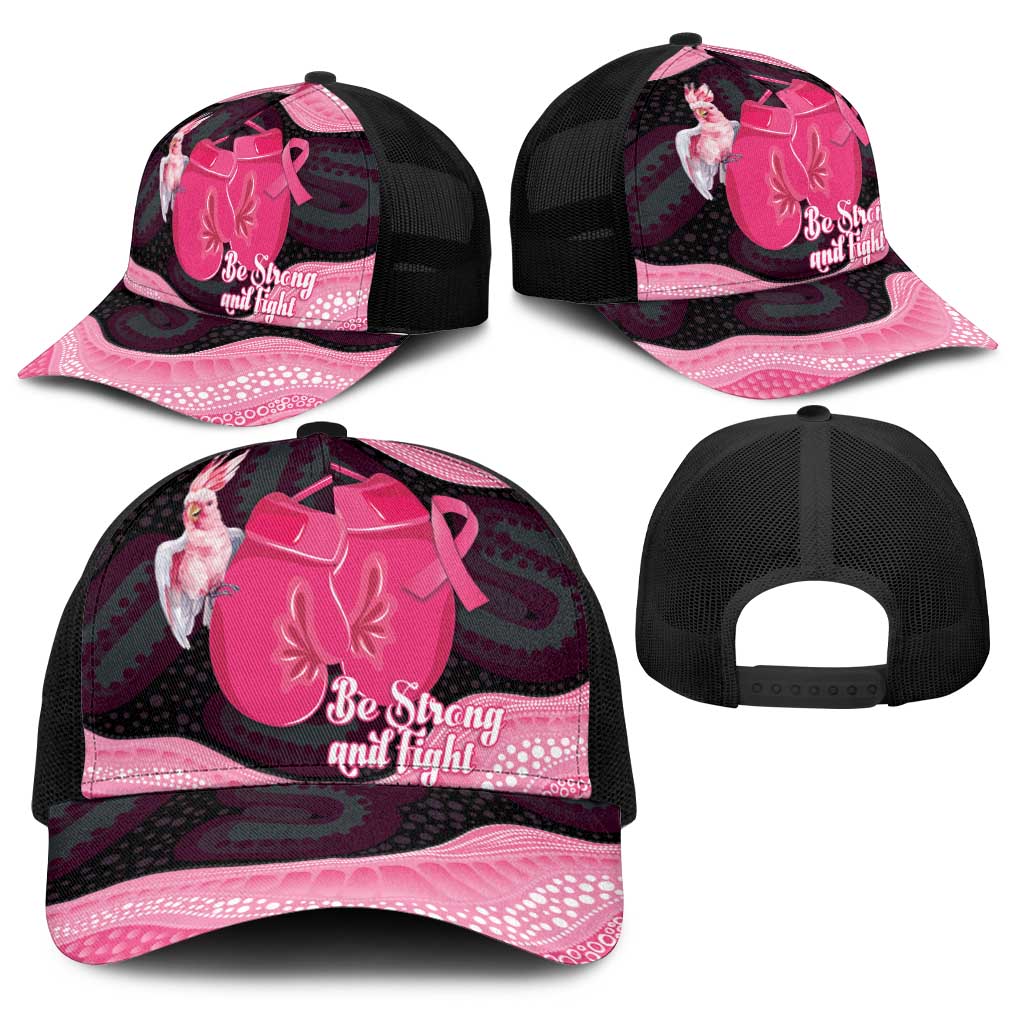 Australia Breast Cancer Awareness Baseball Net Cap Pink Cockatoo Fight Boxing Gloves Aboriginal Art