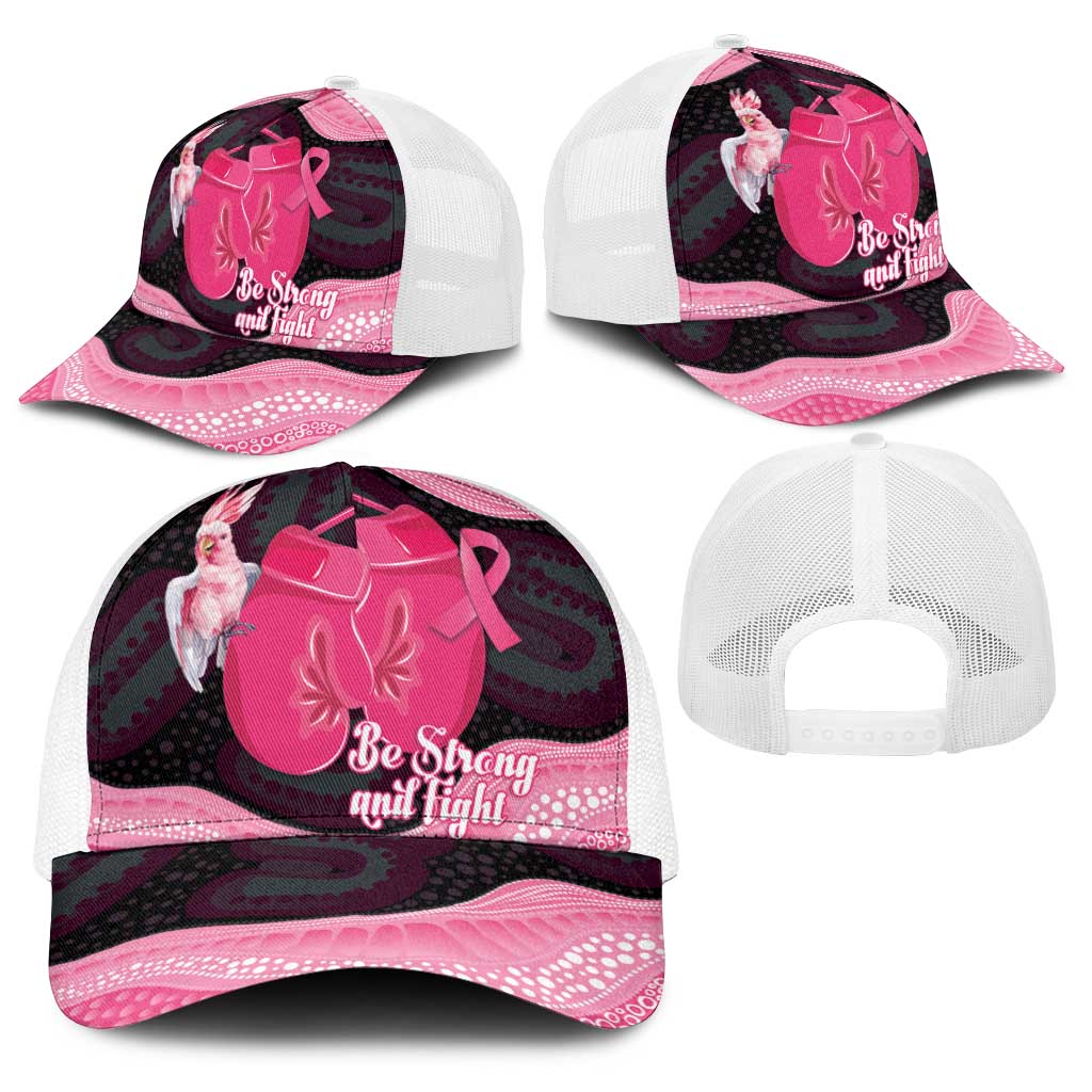 Australia Breast Cancer Awareness Baseball Net Cap Pink Cockatoo Fight Boxing Gloves Aboriginal Art