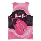 Personalised Australia Breast Cancer Awareness Basketball Jersey Pink Cockatoo Fight Boxing Gloves Aboriginal Art