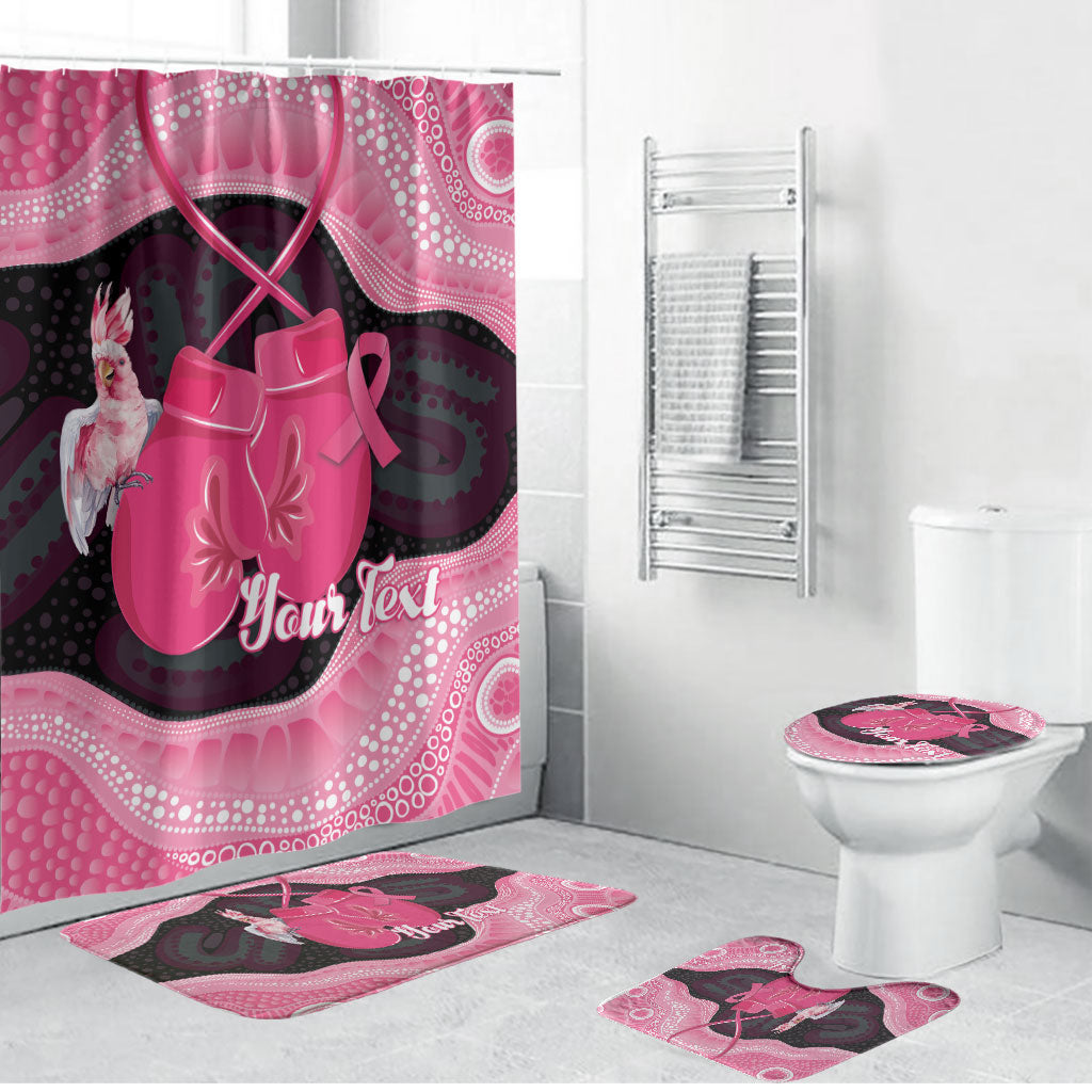 Personalised Australia Breast Cancer Awareness Bathroom Set Pink Cockatoo Fight Boxing Gloves Aboriginal Art