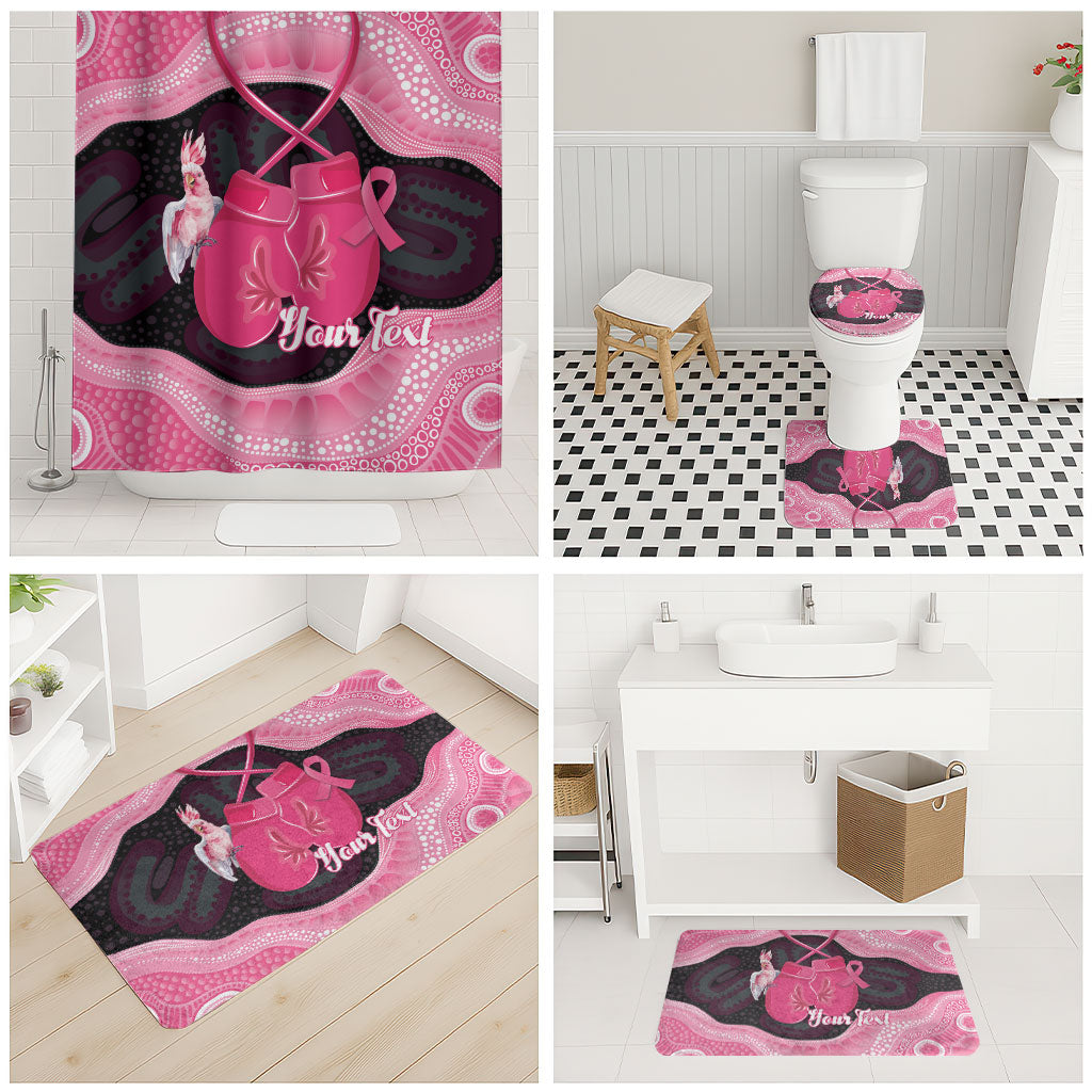 Personalised Australia Breast Cancer Awareness Bathroom Set Pink Cockatoo Fight Boxing Gloves Aboriginal Art