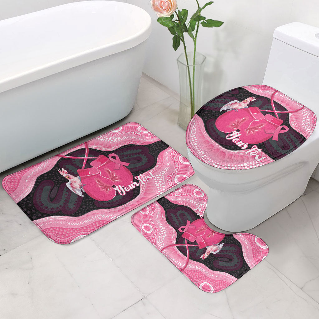 Personalised Australia Breast Cancer Awareness Bathroom Set Pink Cockatoo Fight Boxing Gloves Aboriginal Art