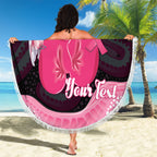 Personalised Australia Breast Cancer Awareness Beach Blanket Pink Cockatoo Fight Boxing Gloves Aboriginal Art