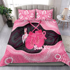 Personalised Australia Breast Cancer Awareness Bedding Set Pink Cockatoo Fight Boxing Gloves Aboriginal Art