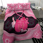 Personalised Australia Breast Cancer Awareness Bedding Set Pink Cockatoo Fight Boxing Gloves Aboriginal Art