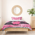 Personalised Australia Breast Cancer Awareness Bedding Set Pink Cockatoo Fight Boxing Gloves Aboriginal Art