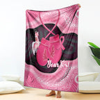 Personalised Australia Breast Cancer Awareness Blanket Pink Cockatoo Fight Boxing Gloves Aboriginal Art