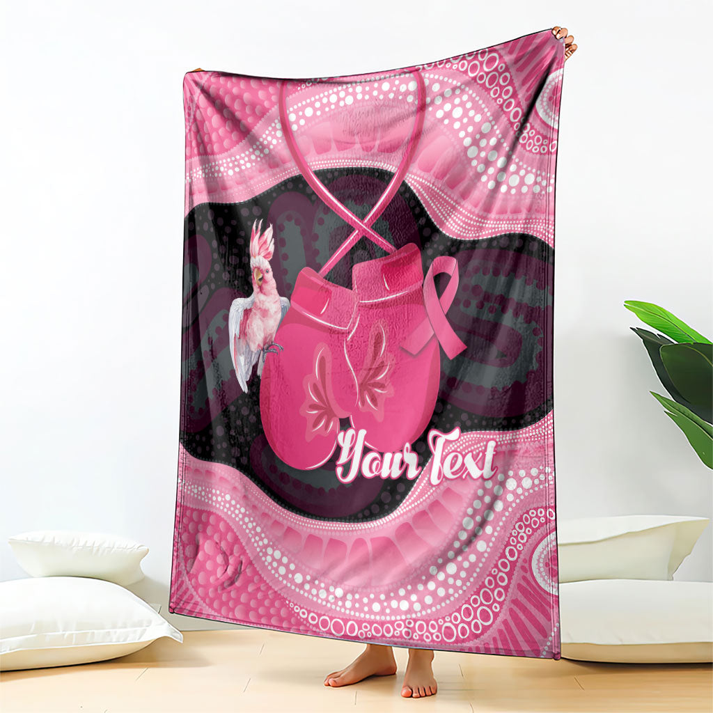 Personalised Australia Breast Cancer Awareness Blanket Pink Cockatoo Fight Boxing Gloves Aboriginal Art
