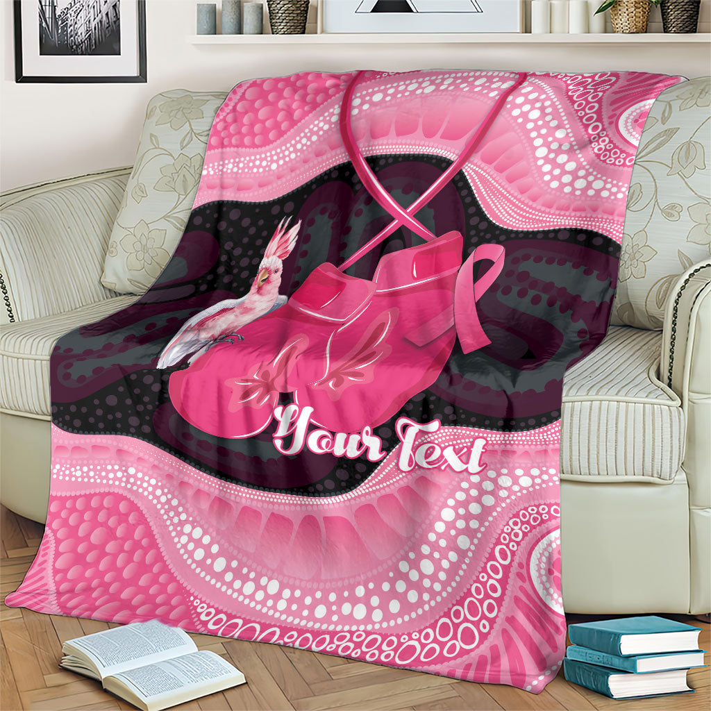 Personalised Australia Breast Cancer Awareness Blanket Pink Cockatoo Fight Boxing Gloves Aboriginal Art