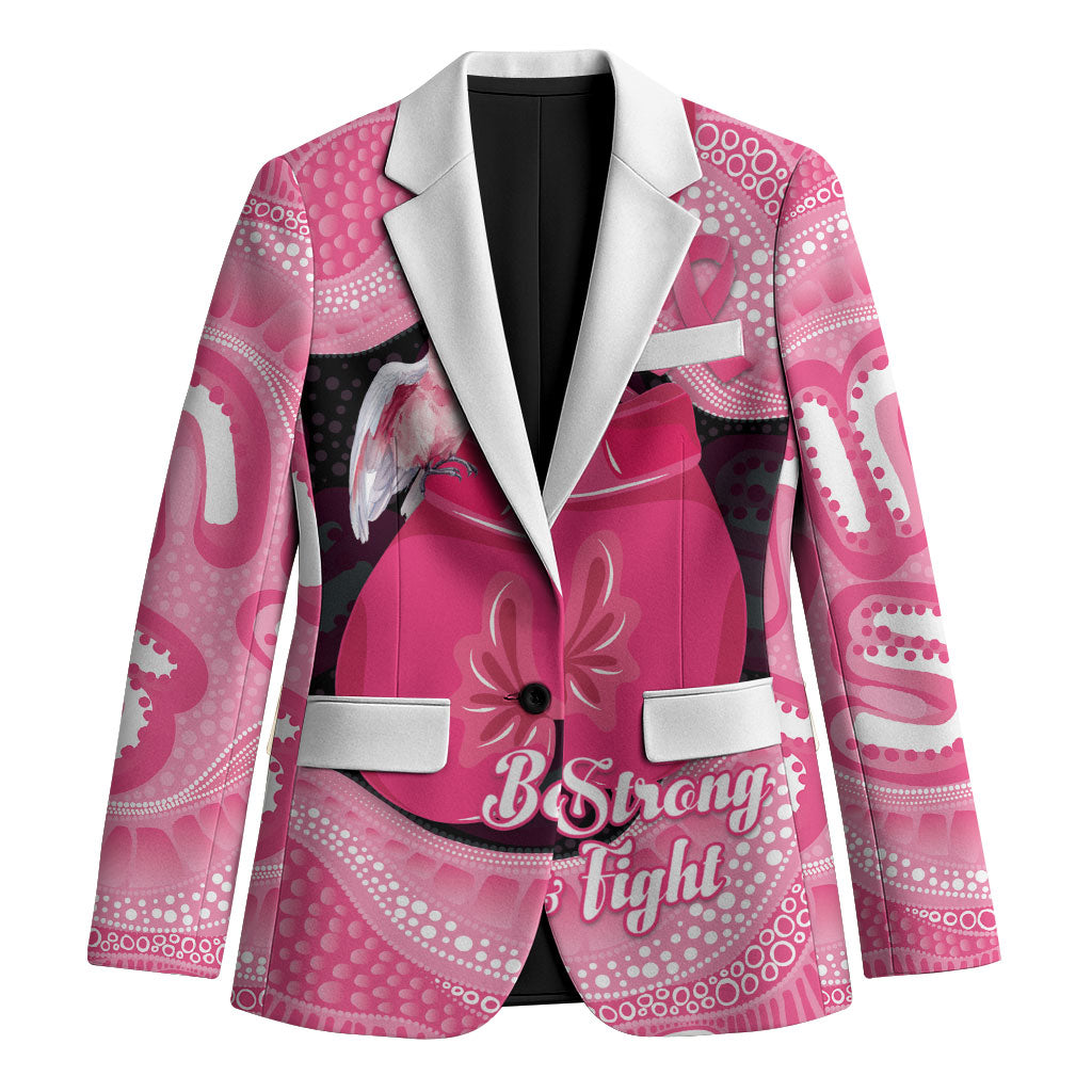 Personalised Australia Breast Cancer Awareness Blazer Pink Cockatoo Fight Boxing Gloves Aboriginal Art
