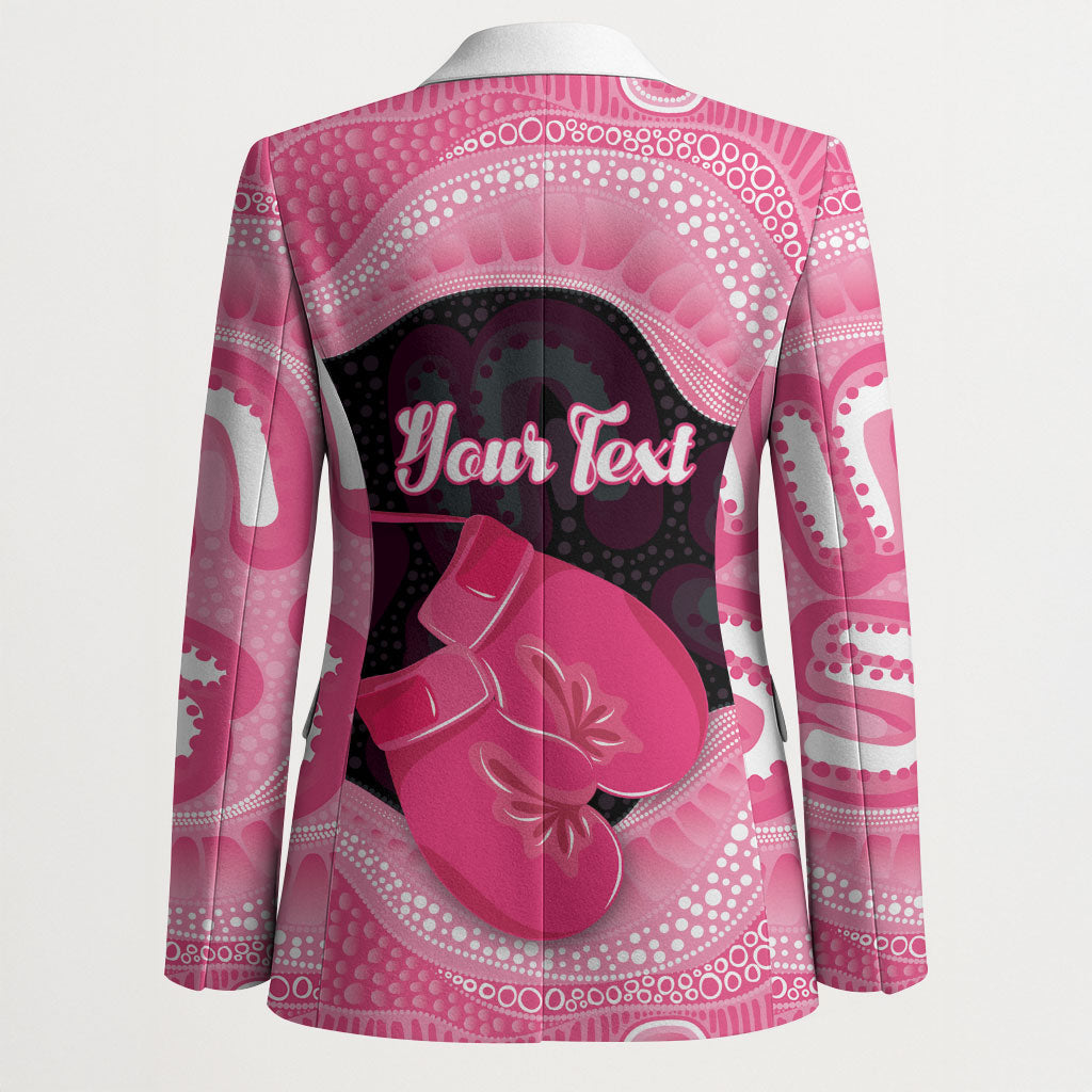 Personalised Australia Breast Cancer Awareness Blazer Pink Cockatoo Fight Boxing Gloves Aboriginal Art