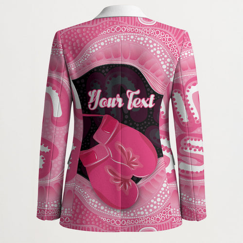Personalised Australia Breast Cancer Awareness Blazer Pink Cockatoo Fight Boxing Gloves Aboriginal Art