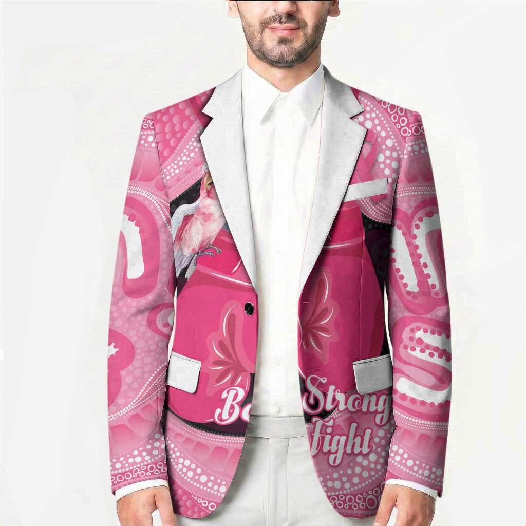 Personalised Australia Breast Cancer Awareness Blazer Pink Cockatoo Fight Boxing Gloves Aboriginal Art