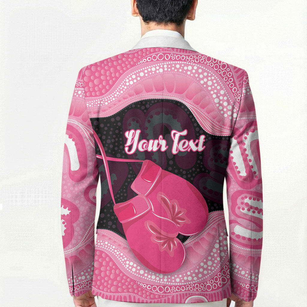 Personalised Australia Breast Cancer Awareness Blazer Pink Cockatoo Fight Boxing Gloves Aboriginal Art