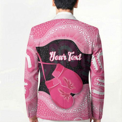Personalised Australia Breast Cancer Awareness Blazer Pink Cockatoo Fight Boxing Gloves Aboriginal Art