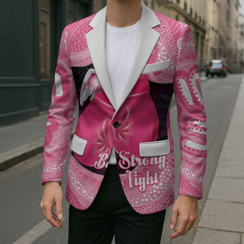 Personalised Australia Breast Cancer Awareness Blazer Pink Cockatoo Fight Boxing Gloves Aboriginal Art