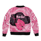 Personalised Australia Breast Cancer Awareness Bomber Jacket Pink Cockatoo Fight Boxing Gloves Aboriginal Art